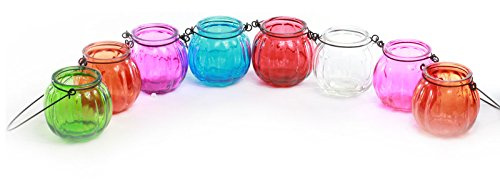 GOLDBEARUK Glas-Hänge-Laternen mit Griffen, 8-teiliges Set