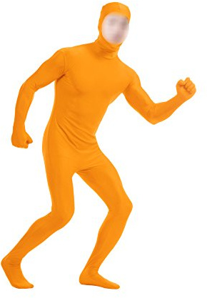 lucky baby store Boys' Mens Full Body Open Face Spandex Lycra Unitard Mask Zentai Costume Bodysuit (XL, orange)