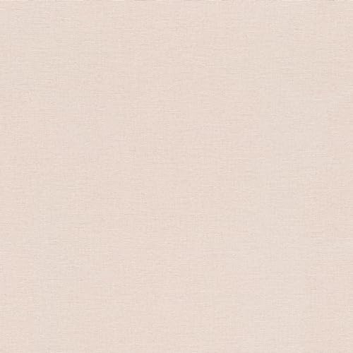 Rasch Carta da parati 452006 – Rivestimenti Pareti, Carta da parati in tessuto non tessuto tinta unita rosa chiaro con effetto lino, struttura tessile della collezione Country Charme