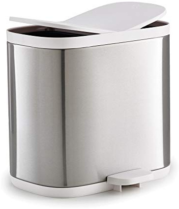 Joseph Joseph Poubelle à déchets et à recyclage pour pédales de salle de bain, 6 litres, double compartiment, acier inoxydable