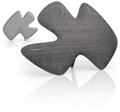 Thomson Antenne Intérieure ANT1639 (Design UHD Sculpture, pour réception numérique DVB-T/DVB-T2 et HDTV, actif, 2 m, Performance 55) Noir/Gris