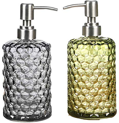 HomDSim 2X 17 Oz Glass Liquid Soap Dispenser with Pump,Pump Press Push-Type,Refillable Liquid Hand Soap Dispenser for Bathroom,Liquid Disinfectant Hands Lotion Bottle Hand Sanitizer Lotion Bottle