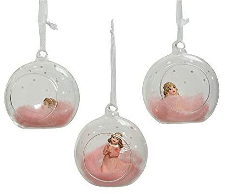 Bolas de Navidad de cristal con ángel, 8 cm x 1 unidad, surtido de hadas, color rosa transparente