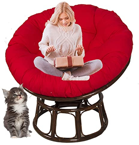 SRHWBF Polster Für Papasansessel Auflage Papasan Stuhlkissen Dicke Runde Sitzpolsterung Bequeme Übergroße Liege Wicker Hanging Egg No Chair (Red Ø160cm/63 in)