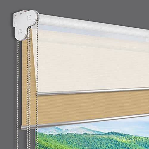 Dual Window Blinds Roller Shades, Custom Double Blinds Blackout and Light Filtering Shades, Day and Night Window Shades for Home