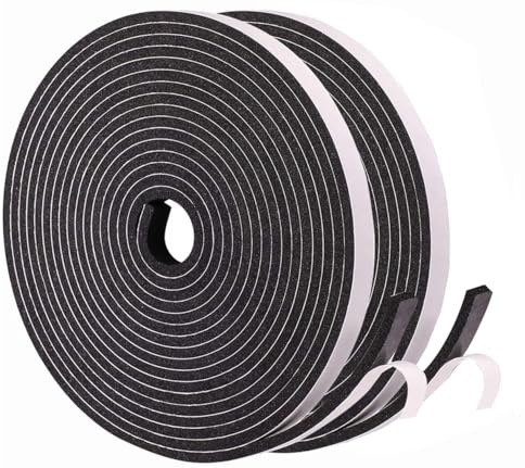 Dichtungsband Selbstklebend für Türen Fensterdichtung 9mm(B) x 3mm(D)/10m(L) Schaumstoff Klebeband Gummidichtung Gegen Kalte Zugluft/Anti-Kollision/Schalldichter/Wasserdichter/Staubdicht Schwarz