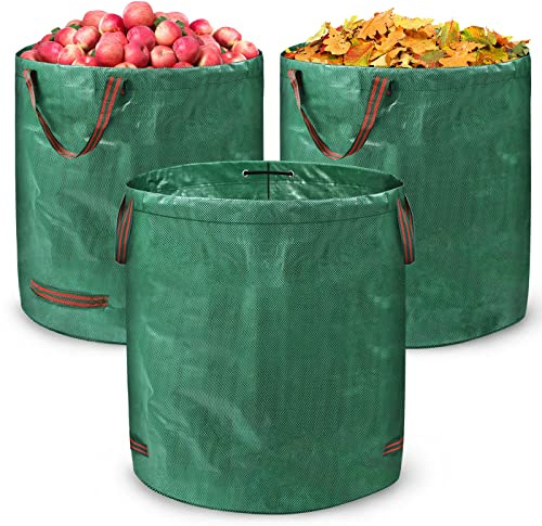 YRHome Gartenabfallsack Stabil 3x 272L Gartensack Robust Gartensäcke Rasensack mit Griffen PP 150g/m² Wiederverwendbar Selbststehend abwaschbar Laubsack für Gras Laub Gartenabfälle Spielzeug