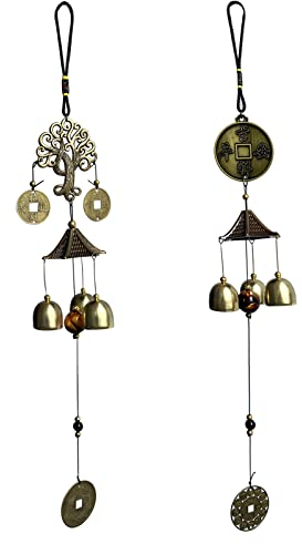 Fayemint 2 Piezas Campana Fengshui, Campanas de Viento Fengshui, Campanas de Viento Fengshui, para Ventanas Interiores, Jardines, Balcones (Estilo Árbol Fortuna Aleatorio)