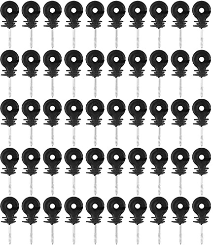 50 Pcs Ringisolator, Schwarz Schraube In Ring Isolatoren Ringisolator duchgehender Weidezaun Ringisolatoren zum Einschrauben für Elektrozaun Zubehör