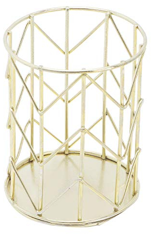 Cesto para Cubiertos, 3.3x4.3in Portautensilios de Cocina Dorado, Cesta Hueca para Guardar Cubiertos Cuchara Tenedor Palillos Accesorios de Cocina Organizador de Vajilla, Portautensilios Metálico