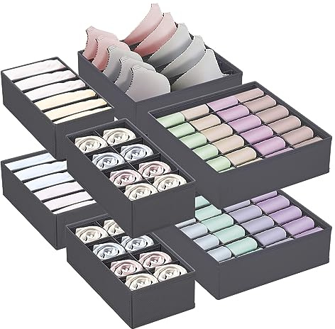 NINGESHOP Set di 8 Divisori per Cassetti, Organizer Armadio Cassetti Intimo, Pieghevole Organizer Armadio Salvaspazio, Porta Mutande da Cassetto per Biancheria Intima, Reggiseni, Calze, Cravatte