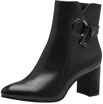 MARCO TOZZI Damen Stiefeletten mit Absatz Vegan Spitz, Schwarz (Black), 39 EU