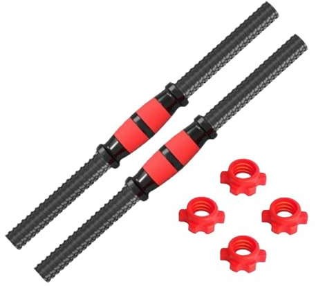 Set di Pesi per Manubri con Asta da 2 Pezzi, Manico per Bilanciere con 4 Collari per Sollevamento Pesi, 35 cm