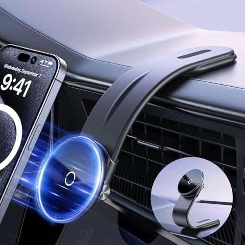 Handyhalterung Auto für MagSafe Autohalterung - [Biegsam Aluminiumarm] Magnetische handyhalterung für KFZ Armaturenbrett Windschutzscheibe Tesla Bildschirm für iPhone Samsung, Huawei, Alle Smartphone