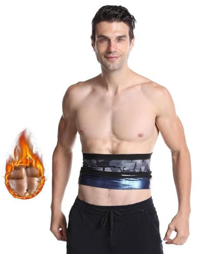 Bauchweggürtel Herren, Waist Trainer, Beschleunigender Schweißgürtel Zum Abnehmen, Gewichthebergürtel Für Sport, Laufen, Taille Trimmer Gürtel,S/M,Camouflage