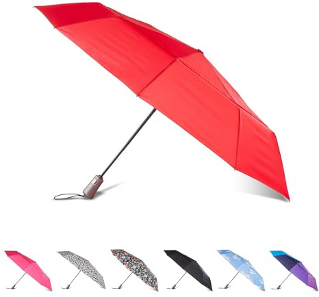 Totes Auto Open/Close Windproof Ultimate Compact Umbrella with UV and Water Repellent Protection