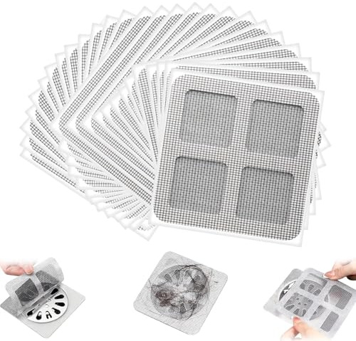 Celestia 100 Stücke Abfluss Haarfänger, Einweg Duschabfluss Mesh Aufkleber, Duschsieb Abfluss Haare,Um Verstopfte Abflüsse zu Verhindern für Badaccessoires, Wohnungs Essentials für Küche, Waschbecken