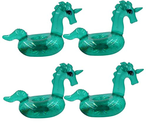 ibasenice 4stücke Aufblasbare Getränkehalter Im Einhorn-Design Transparente Und Grüne Schwimmaccessoires Für Sommer Für Strandpartys Und Gartenfeiern Stabil Und Leicht Zu Verwenden