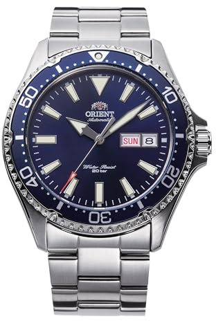 Orient Sports Mako Automatik Armbanduhr für Herren in der Farbe Silber mit Armband aus Edelstahl, Wasserdichtigkeit: 20 bar, Gehäusedurchmesser: 42 mm, RA-AA0002L39B