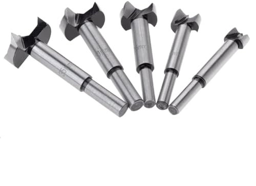 5PCS Forstner Drill Bit, Positioner Drill Bit Set, Hinge Hole Cutter, Hole Boring Bit, Woodworking Hole Saw HSS Drill Bit for Wood Plastic Plywood With Box
