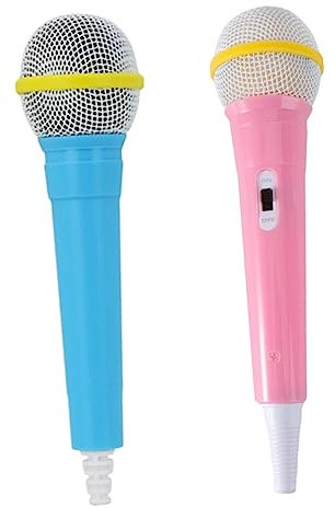 Toddmomy 2 Pièces Microphone simulé Faire Semblant de Jouer au Micro Faux Micro Accessoire de scène Accessoires de Microphone Accessoire de karaoké pour Enfants Plastique