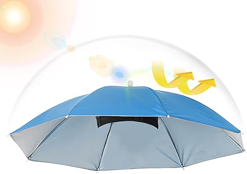 Sombreros paraguas para mujer, sombrero paraguas niños protección lluvia – Sombrero ajustable impermeable para exteriores unisex adultos y niños, Cielo azul., riferimento alla descrizione