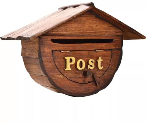 Handgefertigter Briefkasten aus Holz, Wandmontage, rustikaler Briefkasten mit antikem Finish für Garten und Veranda