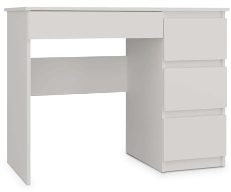 WHATSIZE ENTERPRISE - Mijas - Modern Computer Desk with Drawers - White Office Workstation Table with 3 Storage Drawers, Right-Side Configuration, Study table & Office Desk