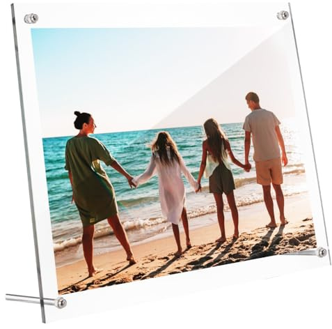 AHANDMAKER Cadre photo A4 en acrylique transparent avec affichage double face pour décoration murale de bureau, cadeau, photo, exposition, décoration d'intérieur