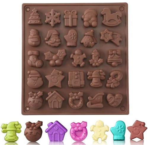 Stampi natalizi in silicone per cioccolatini, caramelle e gelatine, con forme a tema natalizio, per torte al cioccolato fai da te (Natale 2)