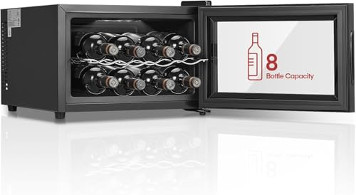 FOHERE Table-Top Wine Fridge with Glass Door,Glass Door Drinks Fridge