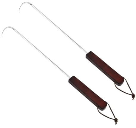 Hemobllo 2 piezas Ganchos para Asar de Acero Inoxidable Estilo con Gancho Curvado Utensilios para Barbacoa Playa y Camping Resistentes al Calor Prácticos para Carne Pollo y Verduras al