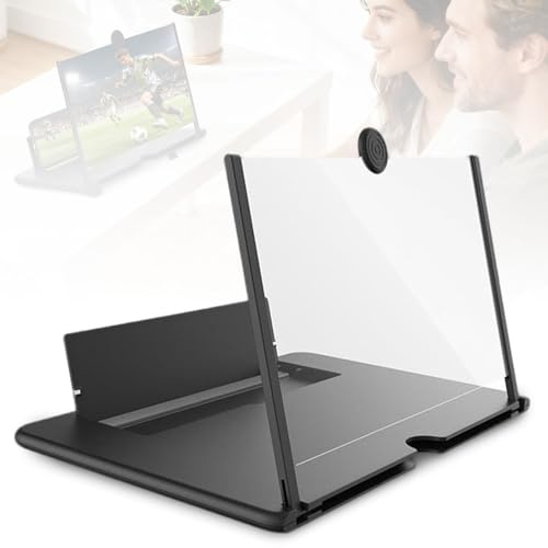 Handy Bildschirmlupe, 2026 Upgrade HD Handy Lupe, 3D Bildschirm für Handy für Smartphones, Faltbarer Handy Lupe für Filmen und Video (Schwarz, 10in)