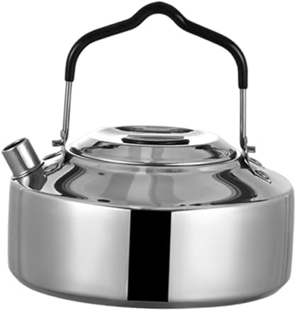 F Fityle Bouilloire de Camping multifonctionnelle en Acier Inoxydable pour thé et café, idéale pour Le Camping, la randonnée et la pêche, 1l Argent Brillant