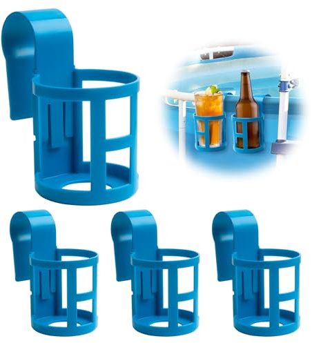 YYSWSAKY 4 Piezas Soporte para Bebidas Piscina, Soporte para Bebidas para Piscina Elevada, Accesorios para Piscina, Soporte Multifuncional, Soporte para Bebidas de Plástico, Sin Derrames (Azul)