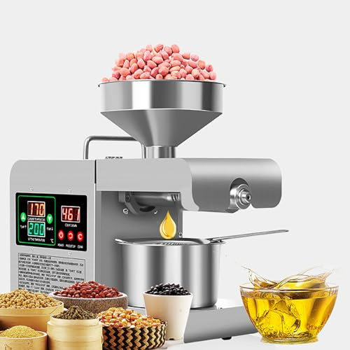 forestalk Máquina de prensa de aceite, extractor automático eléctrico caliente/frío, alto rendimiento de aceite, ajuste de temperatura, velocidad de prensado: 3-5 kg/h