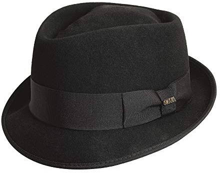 Dorfman Pacific Men's Wool Felt Diamond Crown Fedora (Medium, Black)