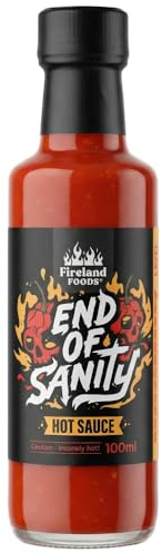 Fireland Foods - End Of Sanity Sauce - Salsa de Guindilla con Guindilla Carolina Reaper - Salsa picante sin extractos - 100ml
