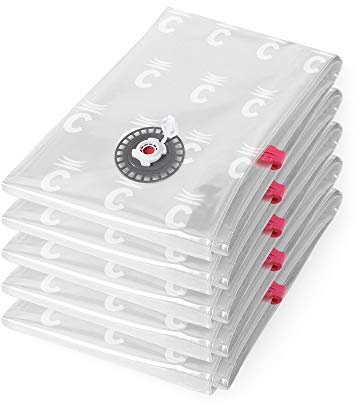 Compactor - Lot de 5 sacs de rangement sous vide - Taille M 90 x 55 cm - Rangement sous vide pour vêtements, couettes et oreillers
