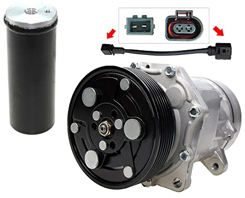BESTPRICE condizionatore d'aria a compressore con essiccatore per SANDEN SD7V16 incl. adattatore per spina ovale e quadrata