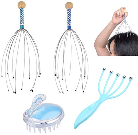 Scalp Massage Kit - 2x Scalp Scratcher, 1x Roller Ball Claw Massager and 1x Shampoo Massage Brush - Relaxes and Rejuvenates - Stimulates Blood Circulation - Keeps your Scalp Clean and Healthy
