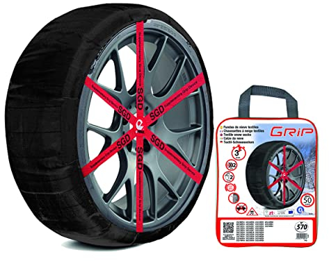 Grip Catene da Neve Tessile, Taglia N. 570, Set 2 PZ,Guanti Inclusi