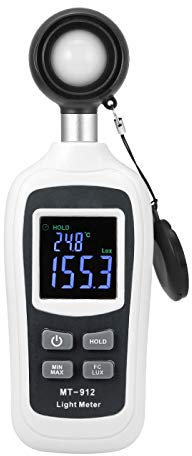 Digital Light Meter,V·Resourcing Handheld Illuminance Meter with Ambient Temperature Measurer,Range up to 200,000 Lux Luxmeter with 4 Digit Color LCD Backlight Screen