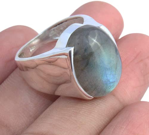 Labradorit 925 Sterling Silber atemberaubender antiker eleganter Ring feiner Schmuck Jahrestag Muttertagsgeschenk (Labradorit, Größe 7)
