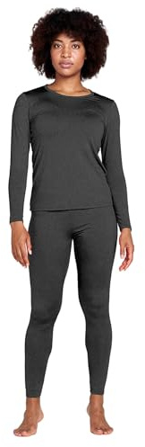 LAPASA Termounderställ i fleece för kvinnor, varm överdel och underdel, funktionella leggings och tröja i set (thermoflux L17), Mörkgrå, S