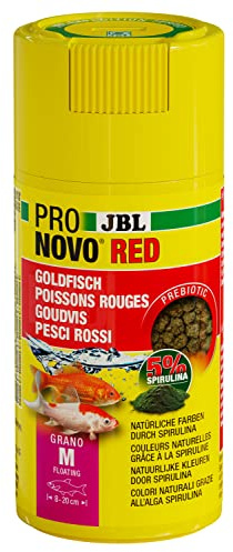 JBL PRONOVO Red Grano, alimento Principal para Peces de Colores de 8-20 cm, alimento para Peces gránulos, dosificador de Clic, Talla M, 100 ml