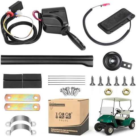 10L0L Golf Cart Turn Signal Kit for Yamaha Club Car EZGO with 9-pin Plug Wiring Harness (Input Voltage 12V), Golf Cart Blinker Kit Included Horn Brake Pad Hazard Light Switch