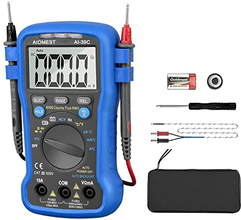 Digital Multimeter,AN-39C 6000 Counts Auto Range AC/DC Voltage Current Meter,TRMS Electrical Tester DMM for Volt Amp Ohm Capacitance NCV Diode/hFE Test
