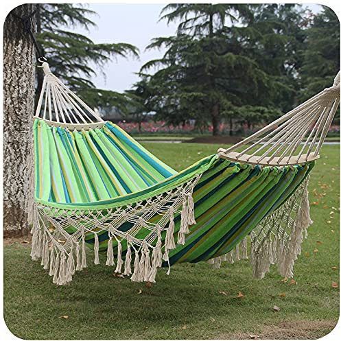 XIAOKUKU Adultes Jardin hamac, hamac tricoté pour 2 Personnes en macramé de Bohême avec Poutre d'équilibre Anti-roulis hamacs portatifs adaptés au Camping et à la randonnée intérieurs et extérieurs,D