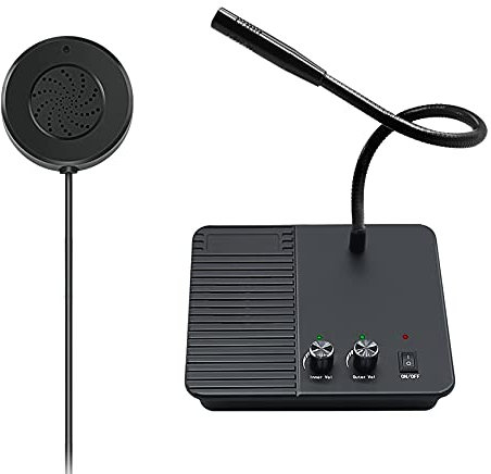DAYTECH Window Speaker Intercom System,Dual-Way Counter Intercom System for Business Anti-Interference Intercommunication Microphone and Speaker Window Intercom for Bank/Office/Hospital/Ticket Booth